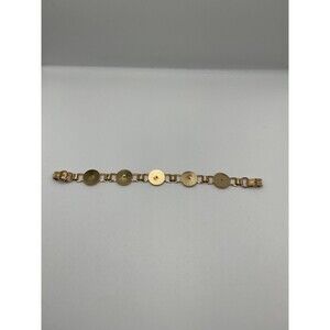 RETRO GOLD TONE CIRCULAR FRAME LINK BRACELET DIY CABOCHON SETTING MOUNT